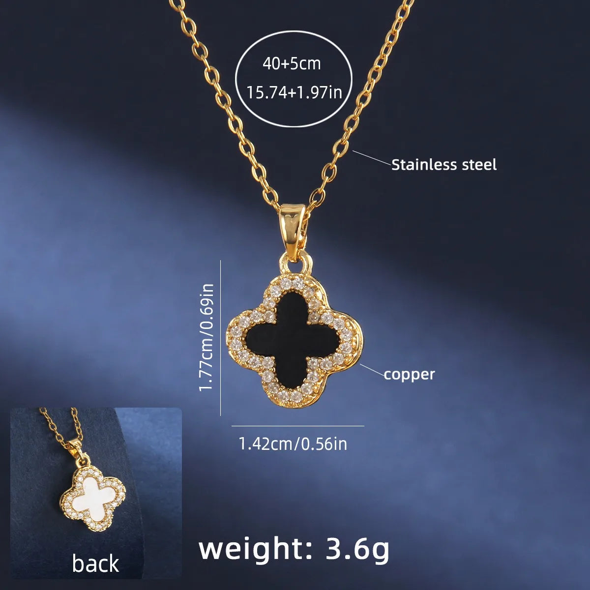 Collier Trèfle Raffiné Acier Inoxydable Plaqué Or 18K