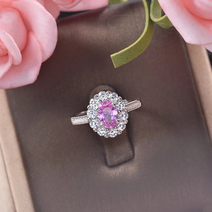 Bague ajustable en argent sterling 925 avec pierres précieuses synthétiques