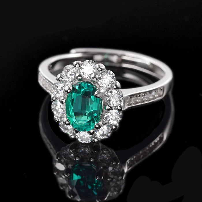 Bague ajustable en argent sterling 925 avec pierres précieuses synthétiques