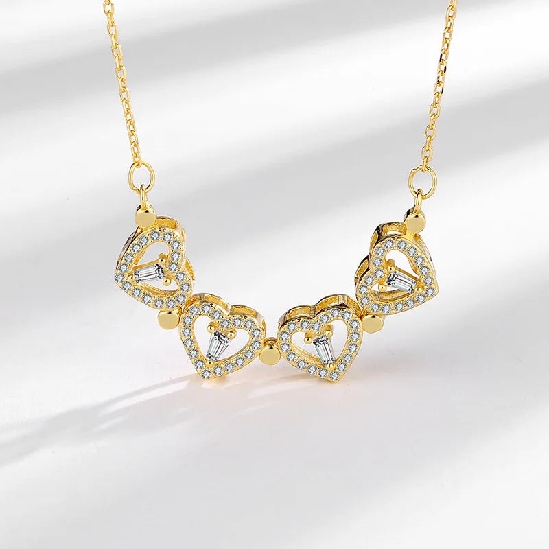 Collier Femme Argent 925 Trèfle 4 Feuilles et Cœur