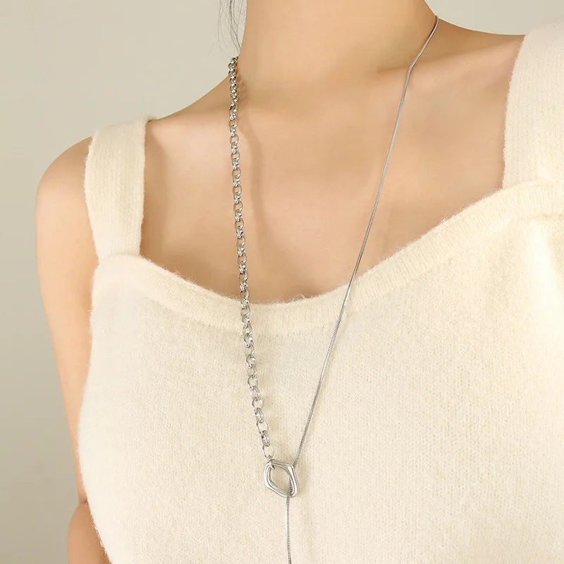 Collier à chaîne ajustable en acier inoxydable avec un plaquage or 18K