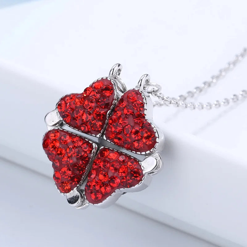 Collier Femme Argent 925 Trèfle 4 Feuilles et Cœur