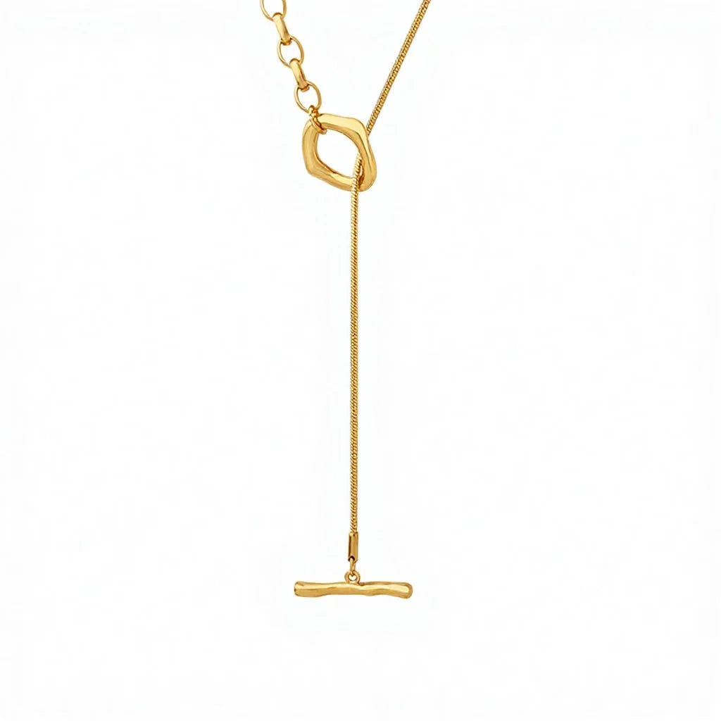 Collier à chaîne ajustable en acier inoxydable avec un plaquage or 18K