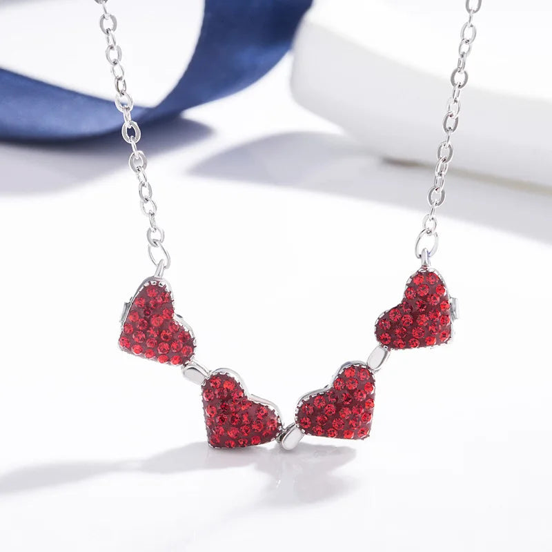 Collier Femme Argent 925 Trèfle 4 Feuilles et Cœur
