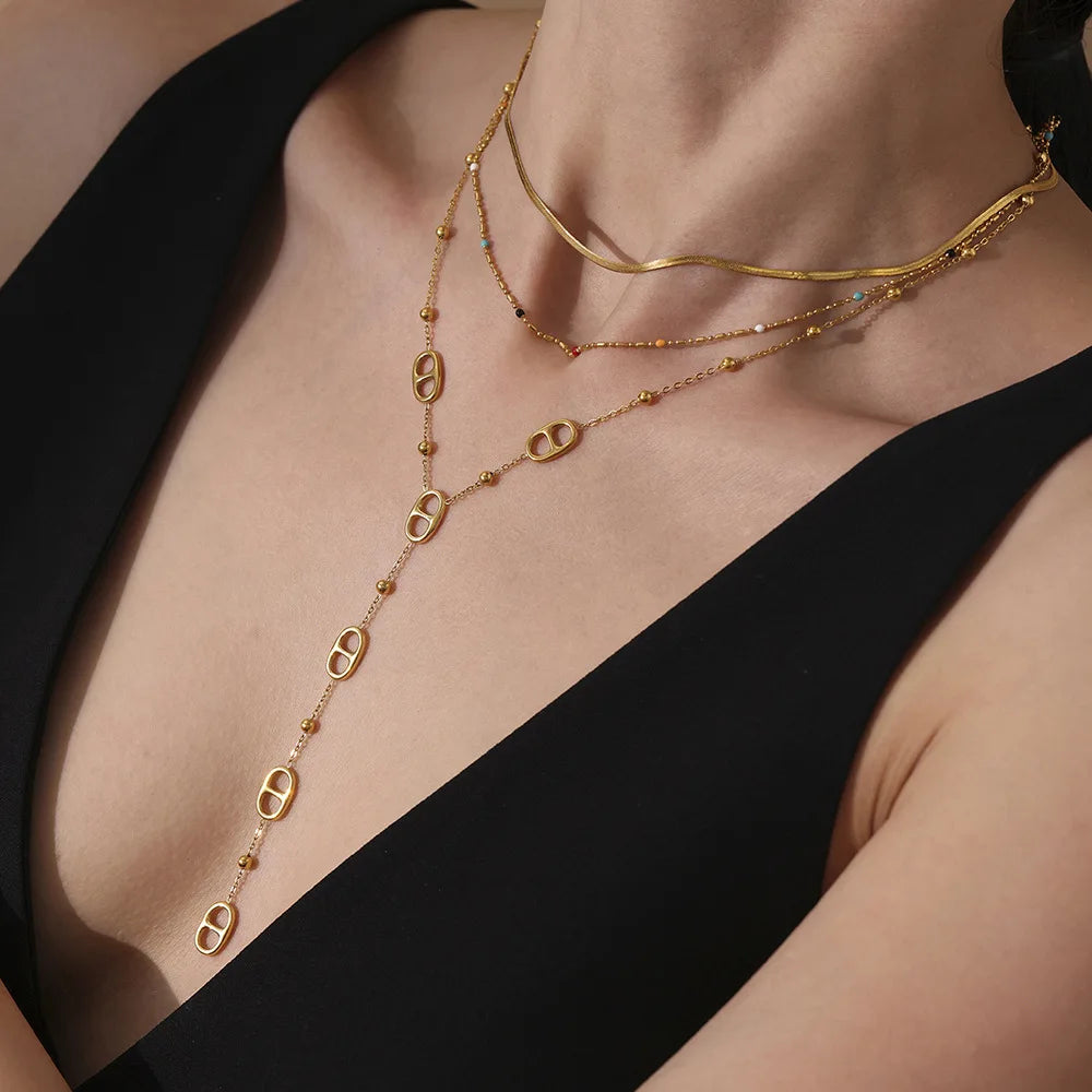 Collier Y Plaqué Or 18K