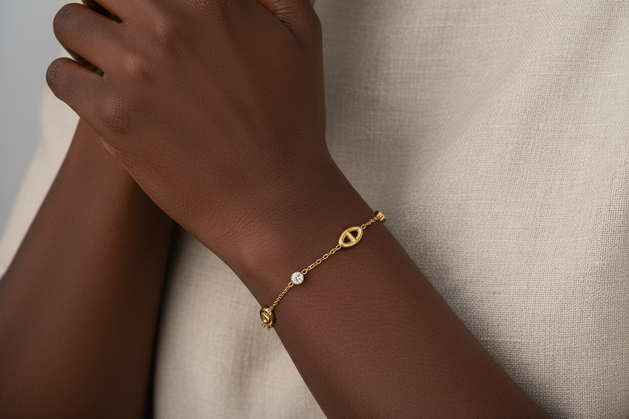Bracelet - teint foncé sur lin