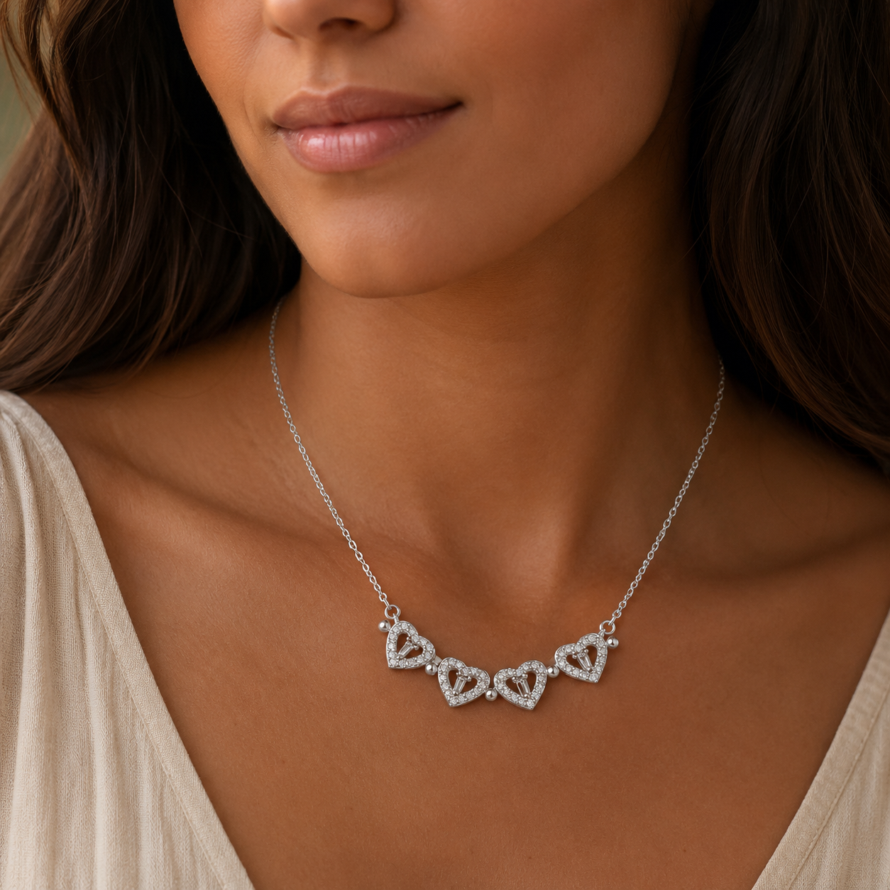 Collier Femme Argent 925 Trèfle 4 Feuilles et Cœur